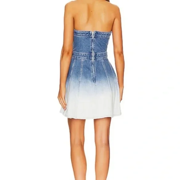 NWT Amanda Uprichard Meryl Strapless Denim Mini in Blue & White Ombre - Sz Small - Picture 11 of 14